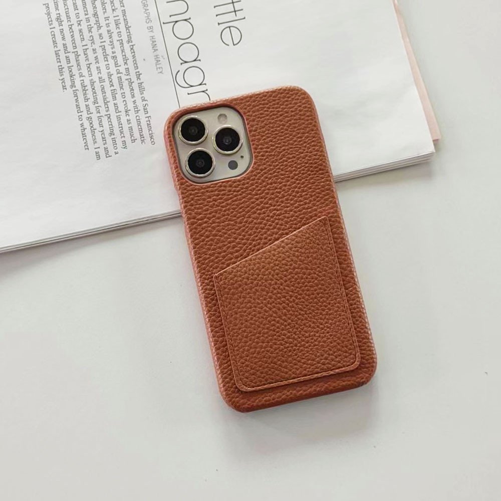 Mobile Phone Accessories For iPhone 7 to 16 pro max lychee PU Leather card wallet phone case back cover