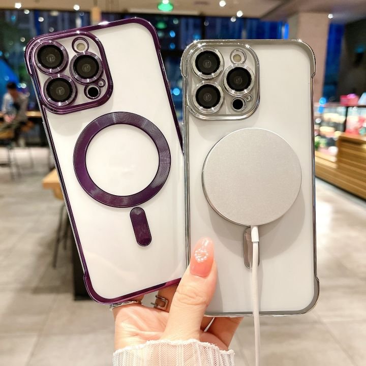 Simple Ultrathin Electroplate PC Magnetic Phone Case For iPhone 11 12 13 14 15 16 pro max Anti Scratch Protect Back Cover