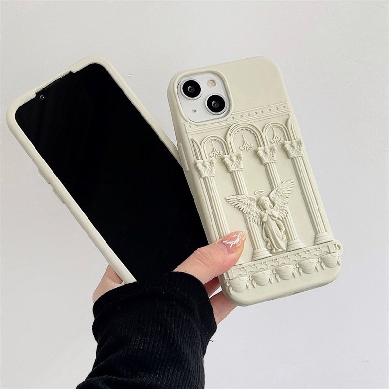 Designer creative 3D relief angel Soft Silicone Phone Case For iPhone 15 pro max 14 12 11 Cartoon Cute Shockproof Bumper Cover