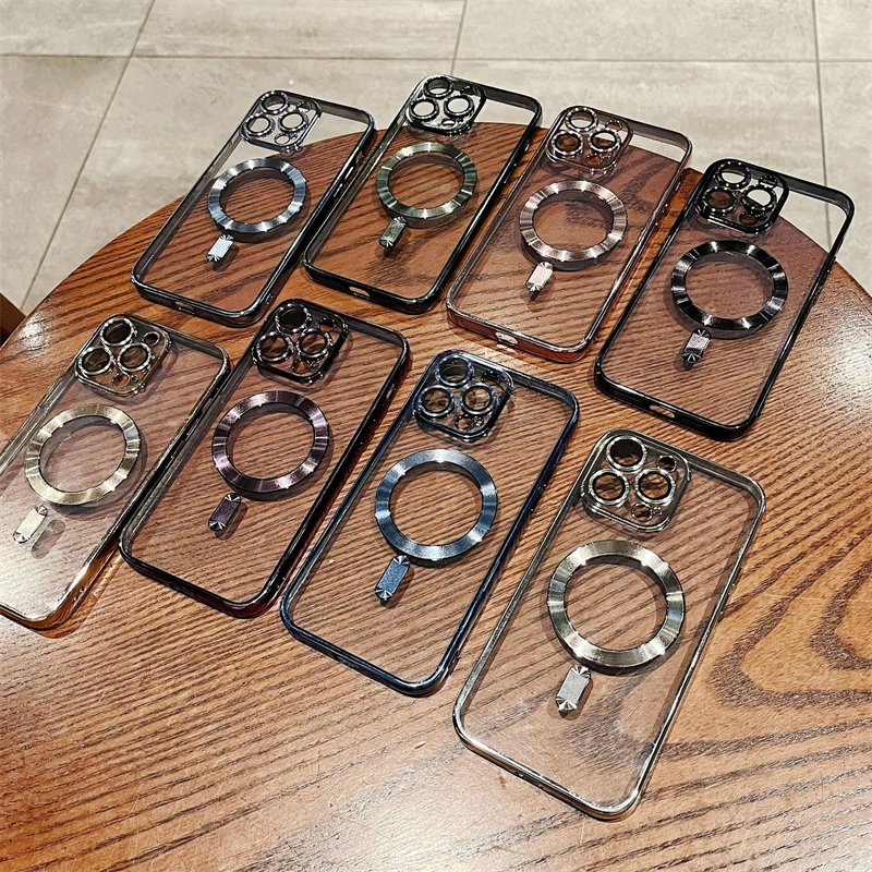 Wholesale price plating magnetic tpu mobile phone case for 7 8plus x xr xsmax 11 12 13 14 15promax