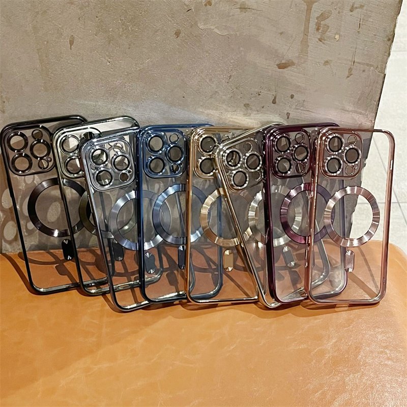 Wholesale price plating magnetic tpu mobile phone case for 7 8plus x xr xsmax 11 12 13 14 15promax