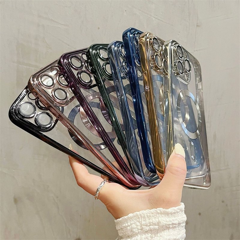 Wholesale price plating magnetic tpu mobile phone case for 7 8plus x xr xsmax 11 12 13 14 15promax