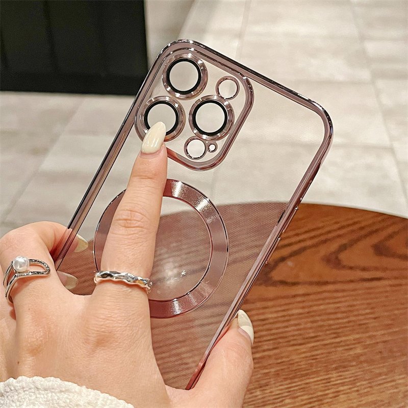 Wholesale price plating magnetic tpu mobile phone case for 7 8plus x xr xsmax 11 12 13 14 15promax