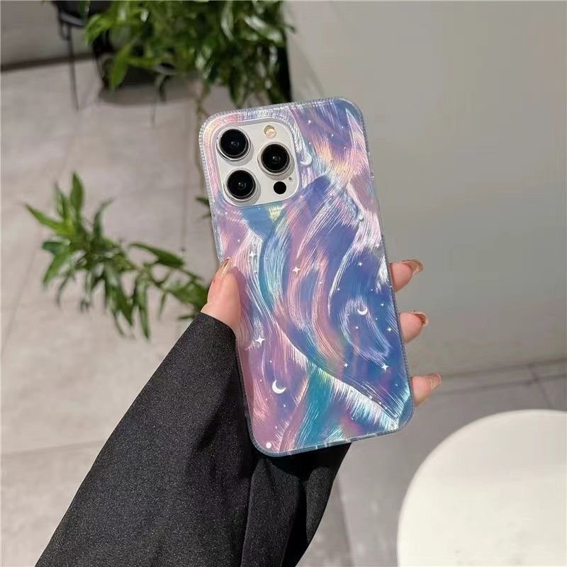INS Laser Gradient Feather Phone Cover for iPhone 15 Pro Max 11 12 13 14 Pro Max Custom Mobile Phone Cases