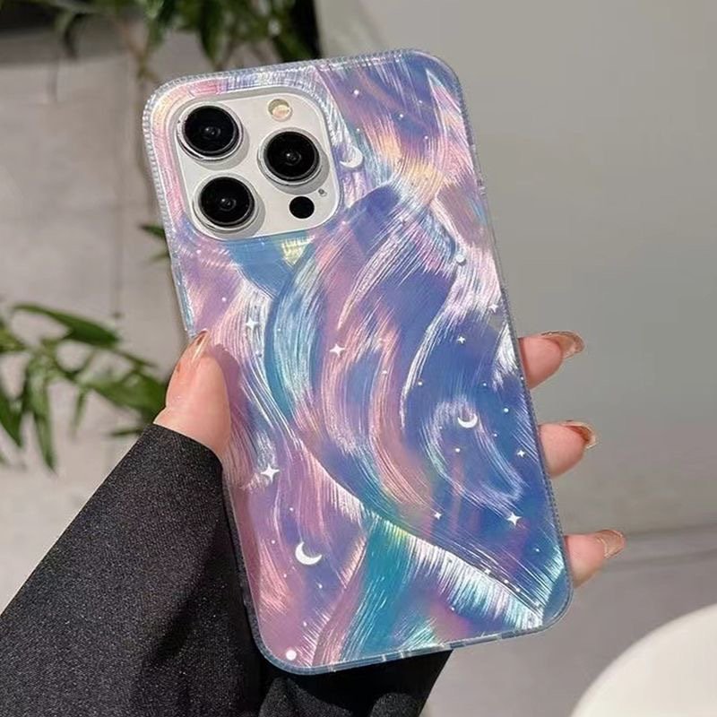 INS Laser Gradient Feather Phone Cover for iPhone 15 Pro Max 11 12 13 14 Pro Max Custom Mobile Phone Cases