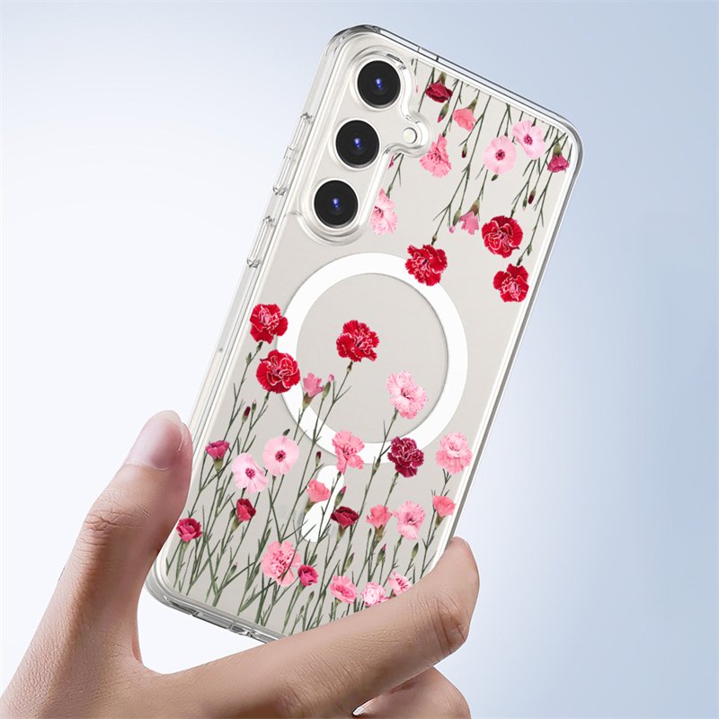 Magnetic Purple Flower hard Phone Case For Samsung Galaxy A35 55 14 54