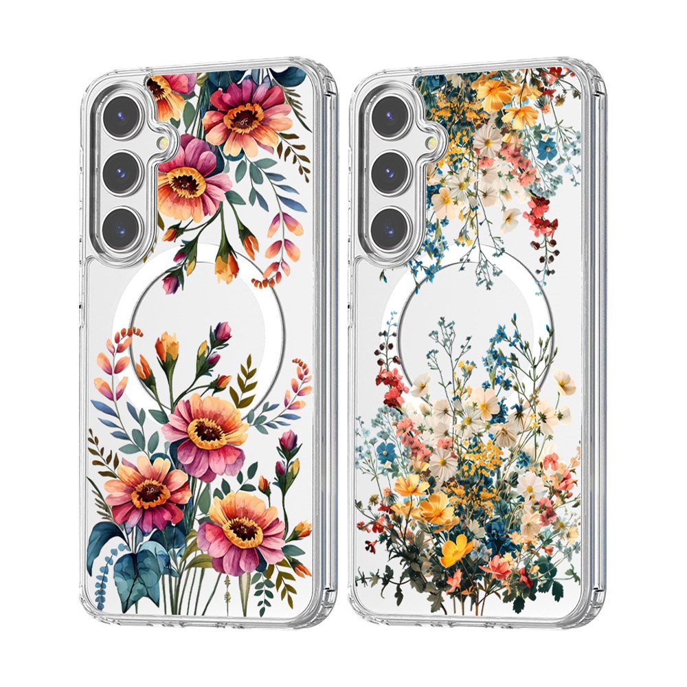 Magnetic Purple Flower hard Phone Case For Samsung Galaxy A35 55 14 54