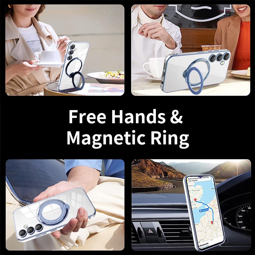 Suitable for Samsung A55 electroplated transparent mobile phone case A15 bright shield magnetic A54 bracket A05 soft A14 Case