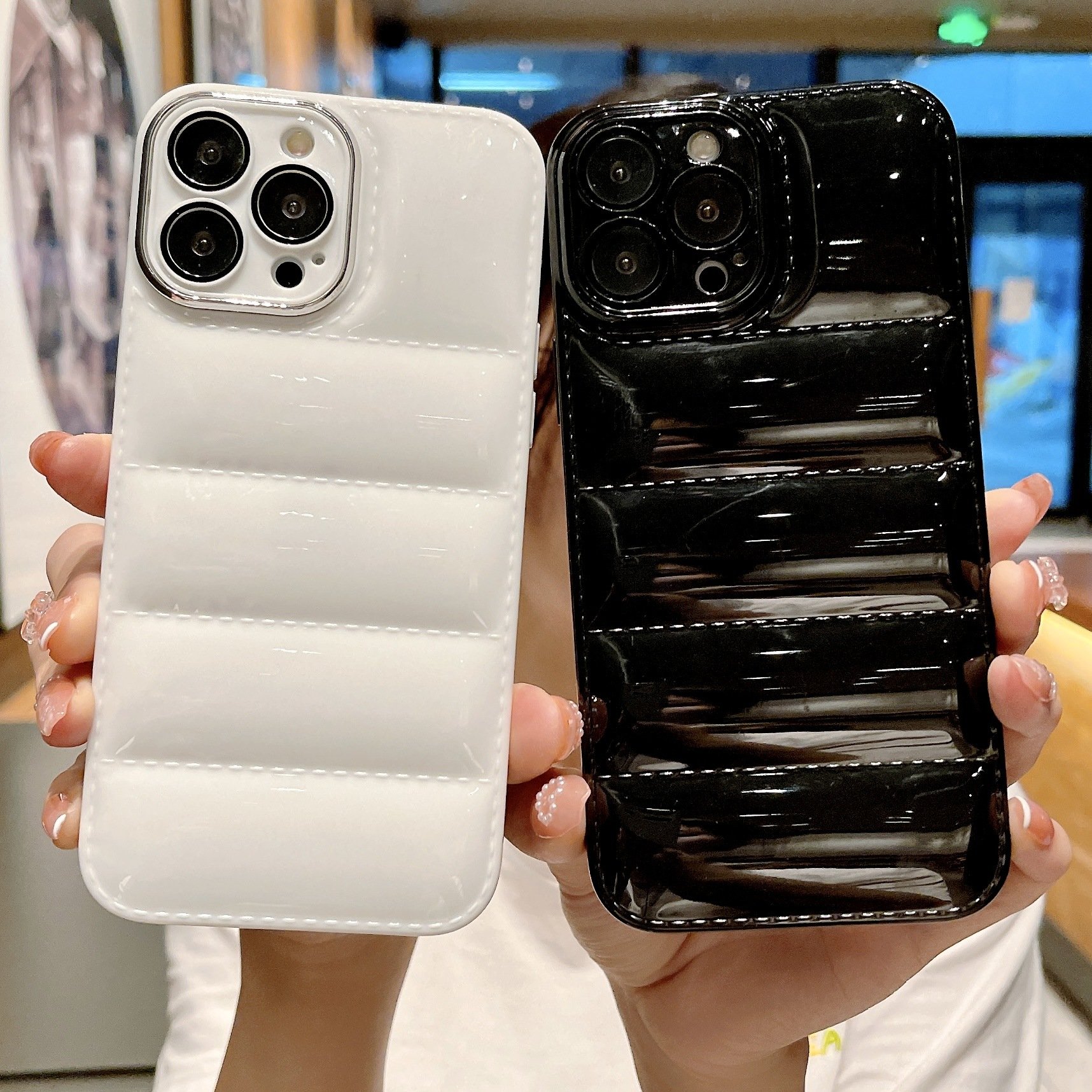Premium Phone Pouch Cotton Down Jacket Case Light Winter Soft TPU Phone Case for iPhone 11 XS XR 8 7 6 Plus