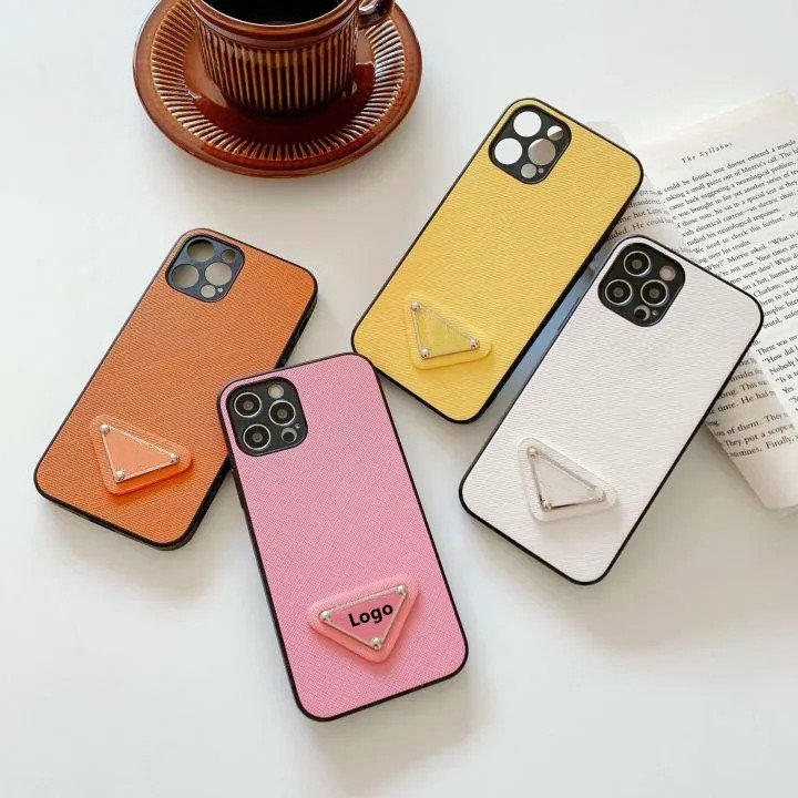 Luxury Brand Design Leather Phone Case For iPhone 15 Pro Max 14 13 12 11 XS XR Fashion Metal Logo Shockproof Mobile Cover