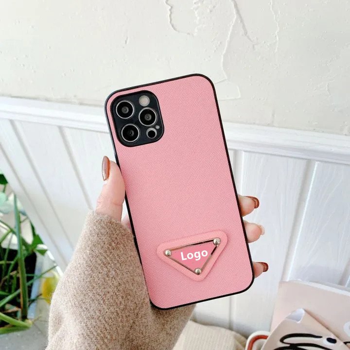 Luxury Brand Design Leather Phone Case For iPhone 15 Pro Max 14 13 12 11 XS XR Fashion Metal Logo Shockproof Mobile Cover