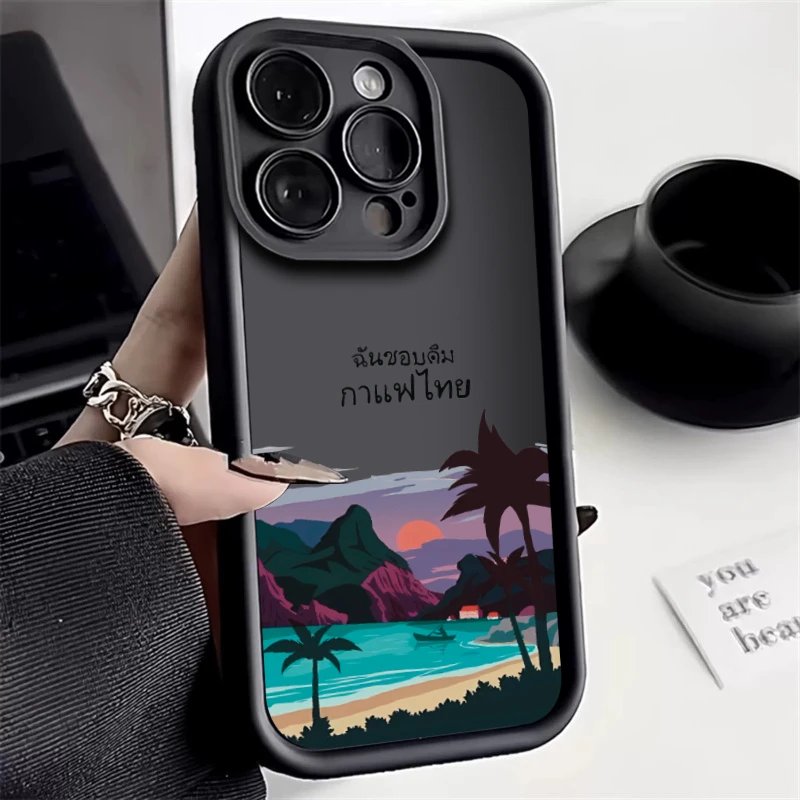 Anti-slip And Anti-fall Case For 11 12 13 14 15ProMax XSmax XR X 8 14 15Plus Beautiful Arabian Landscape Painting Phone Case