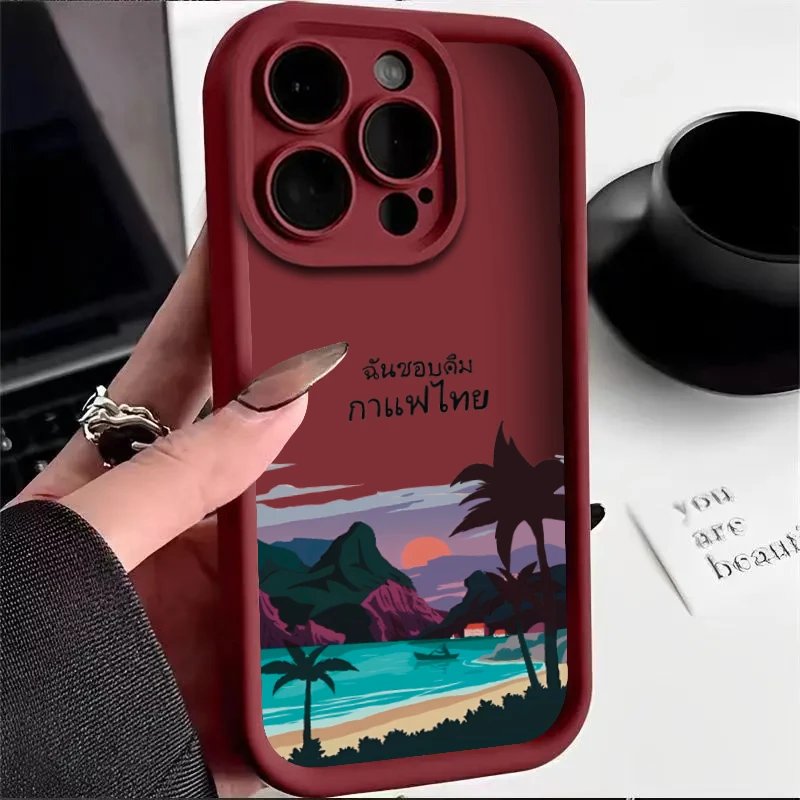 Anti-slip And Anti-fall Case For 11 12 13 14 15ProMax XSmax XR X 8 14 15Plus Beautiful Arabian Landscape Painting Phone Case