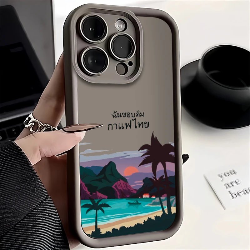 Anti-slip And Anti-fall Case For 11 12 13 14 15ProMax XSmax XR X 8 14 15Plus Beautiful Arabian Landscape Painting Phone Case