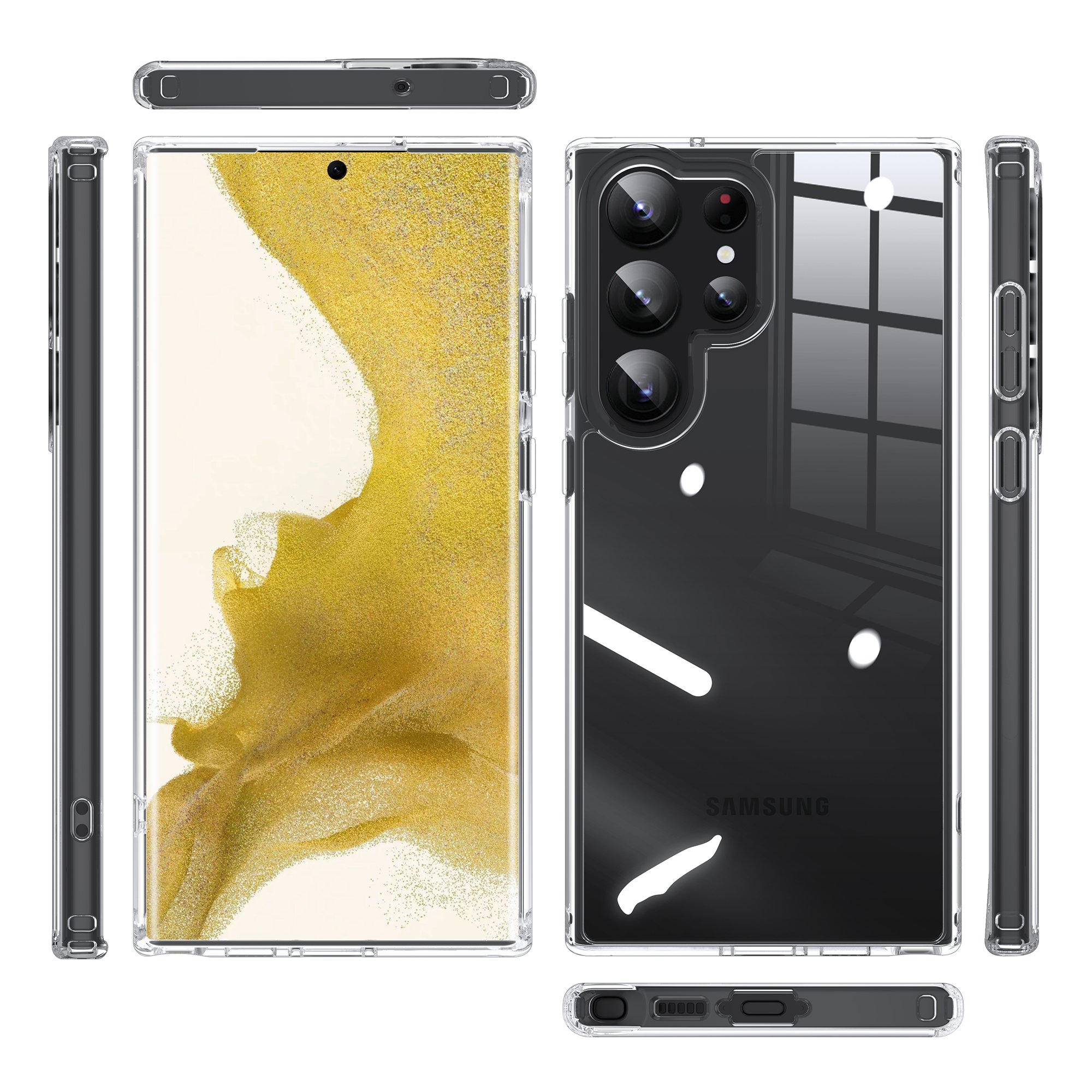 LEEU DESIGN For Samsung Galaxy S23ultra Mobile Phone Case New Transparent Clear S23plus Hybrid Pc Tpu Phone Cover