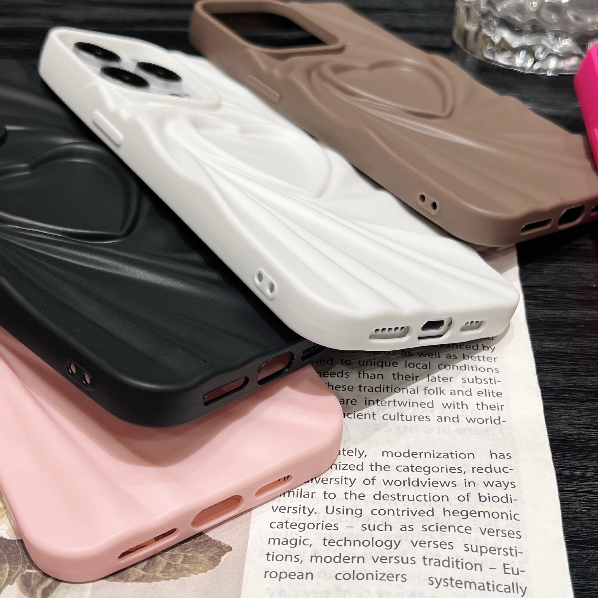 3D Love Solid Color For iphone Case for iPhone 15 Pro MAX Protective Cover Personalized Skin-feeling Silicone Mobile Phone Cases