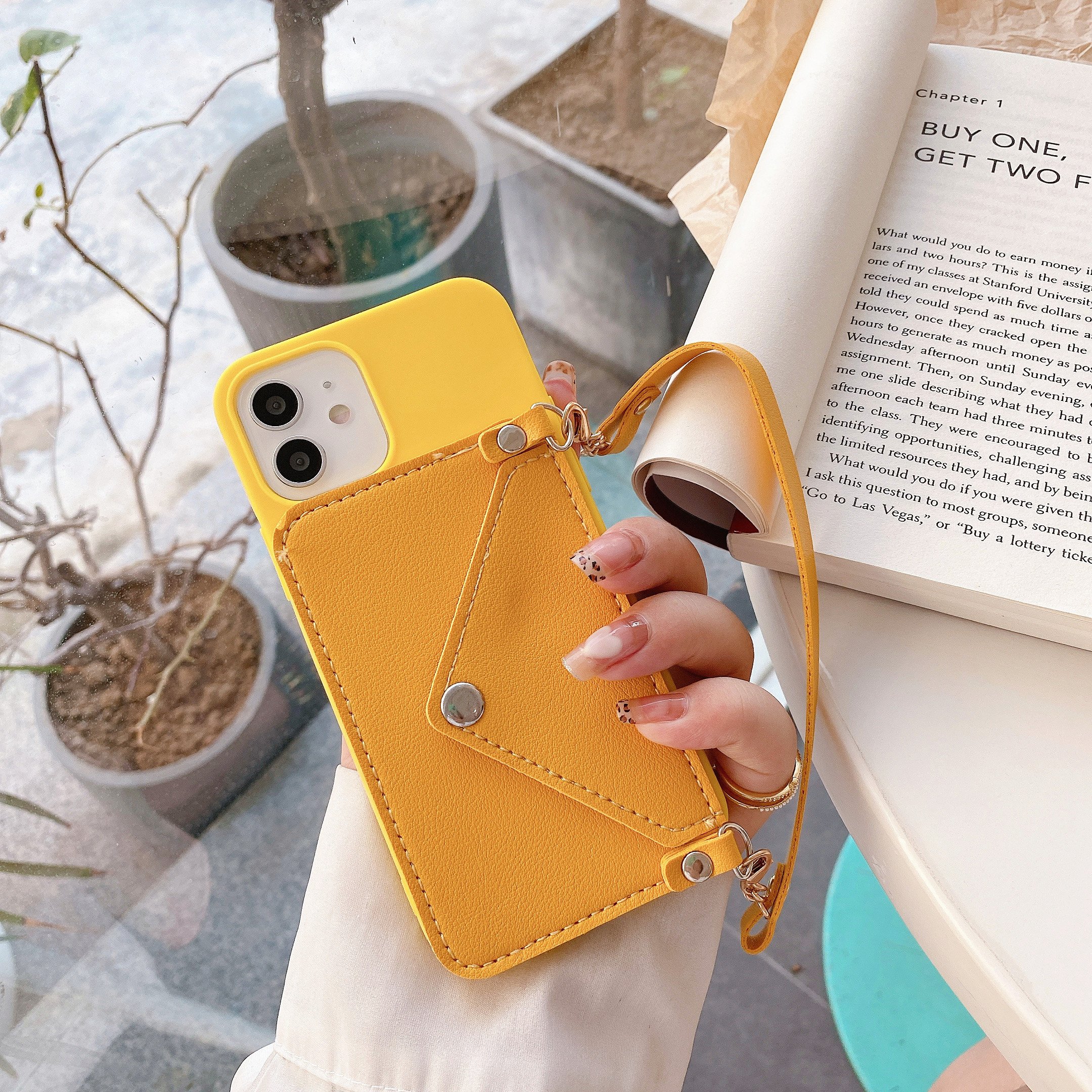 Diagonal Stranded Handheld Card Holder Wallet Customized Logo Pu Leather Hanging Cord Phone Case Suitable for Phone 14 Pro Max