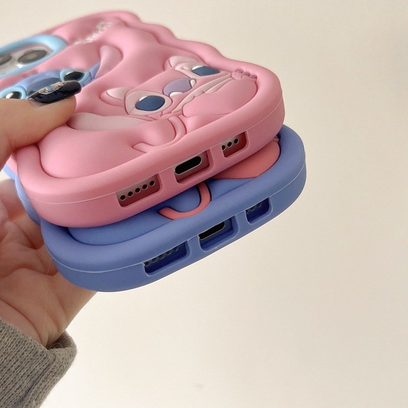 New Cute 3D Stitch Silicone Mobile Phone Case For iPhone 16 15 14 13 12 11 Pro max Fashion Cartoon Rubber Shockproof Back Cover