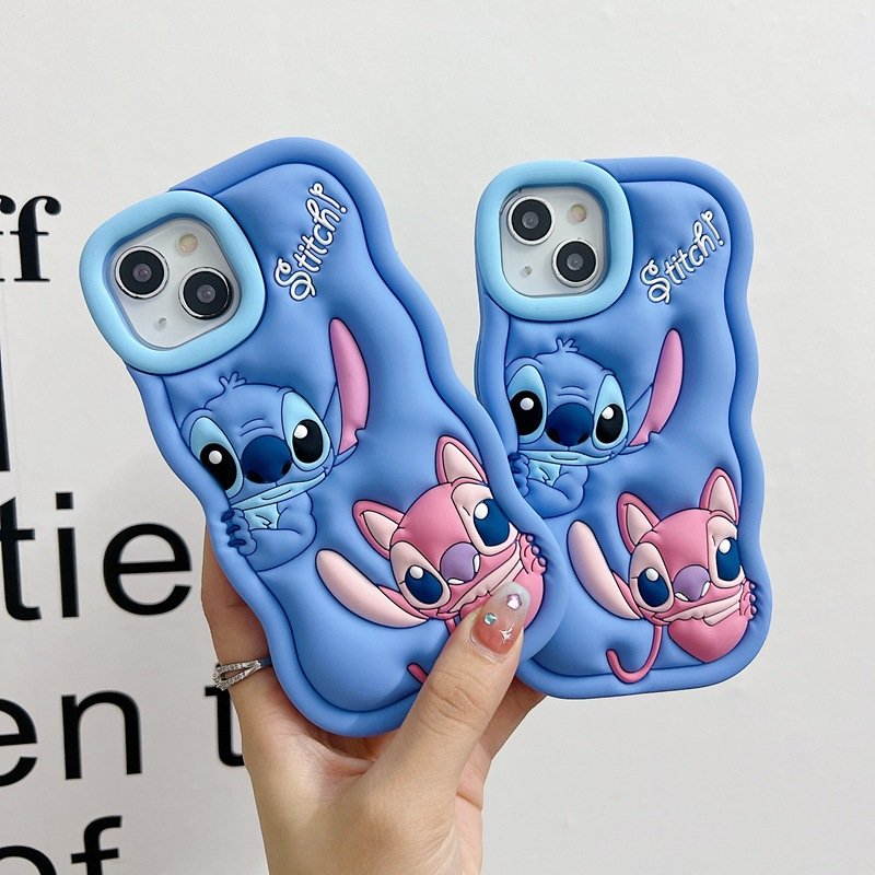 New Cute 3D Stitch Silicone Mobile Phone Case For iPhone 16 15 14 13 12 11 Pro max Fashion Cartoon Rubber Shockproof Back Cover