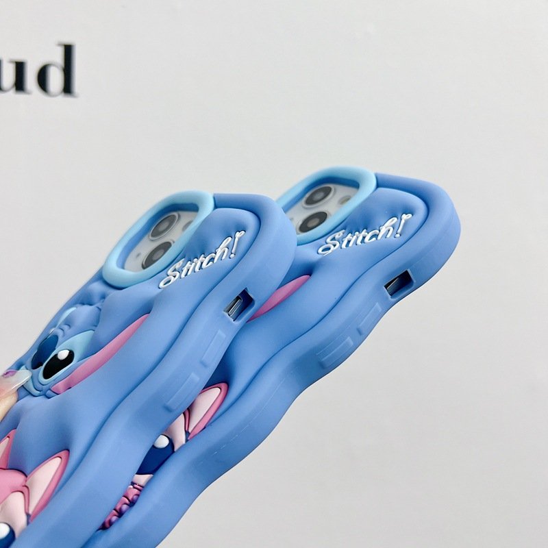New Cute 3D Stitch Silicone Mobile Phone Case For iPhone 16 15 14 13 12 11 Pro max Fashion Cartoon Rubber Shockproof Back Cover