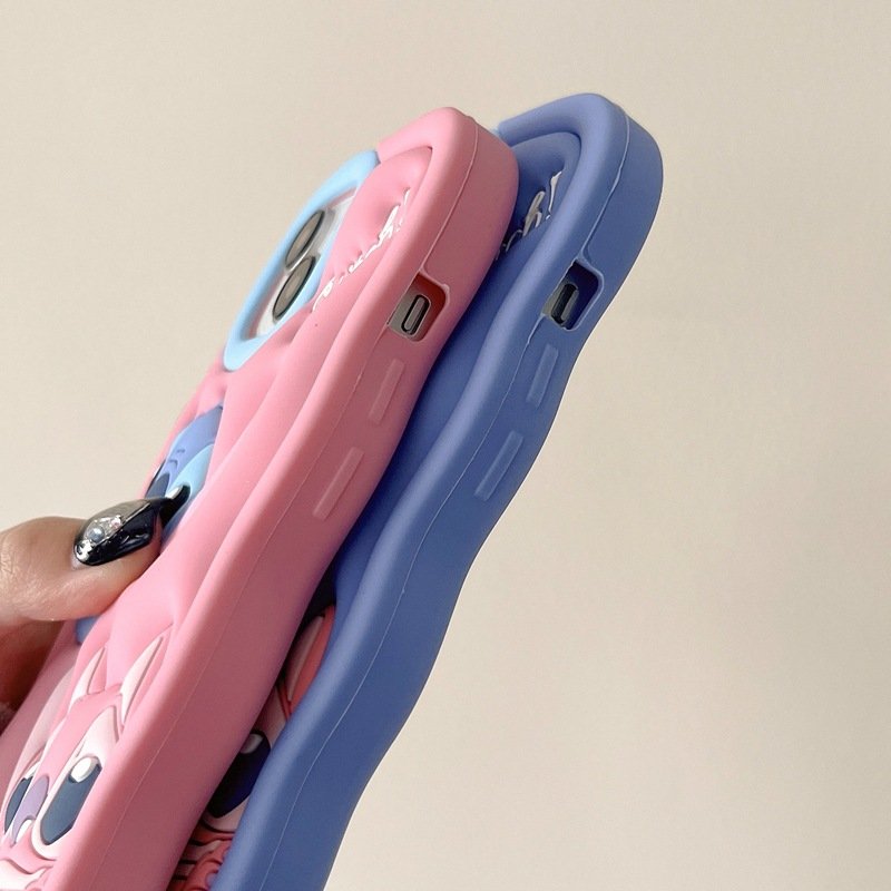 New Cute 3D Stitch Silicone Mobile Phone Case For iPhone 16 15 14 13 12 11 Pro max Fashion Cartoon Rubber Shockproof Back Cover