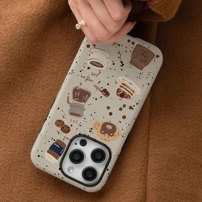 Food Collage Cute Bear Phone Case For IPHONE 15PRO MAX 14 13 12 11 PRO Plus 15pro Acrylic TPU Two in one Mobile Phone Cases