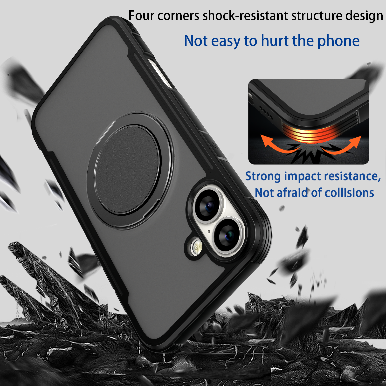 New product TPU+PC anti drop mobile phone case magnetic mobile phone protective cover for iphone 16 15 16 plus with kickstand