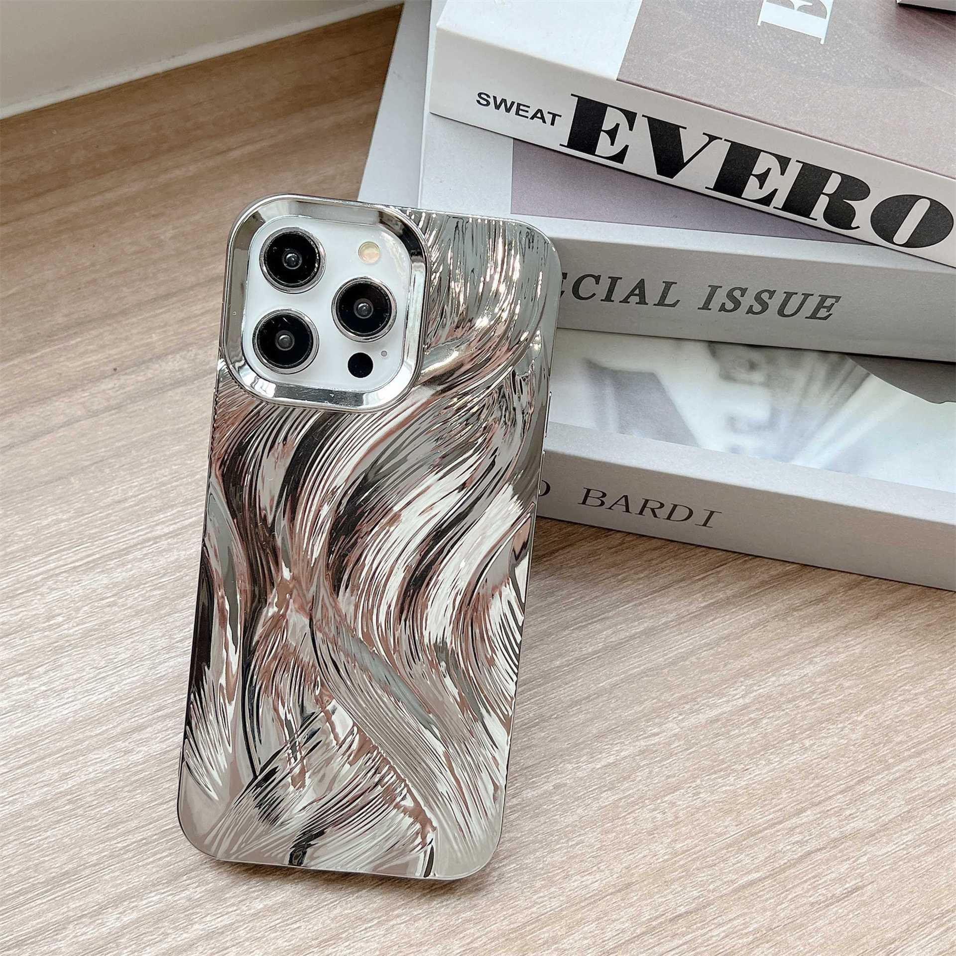 New 2024 3D art painting electroplate Phone Case For iPhone 15 Pro 14 13 Pro Max 15Pro Max Shockproof Bumper Soft Cases