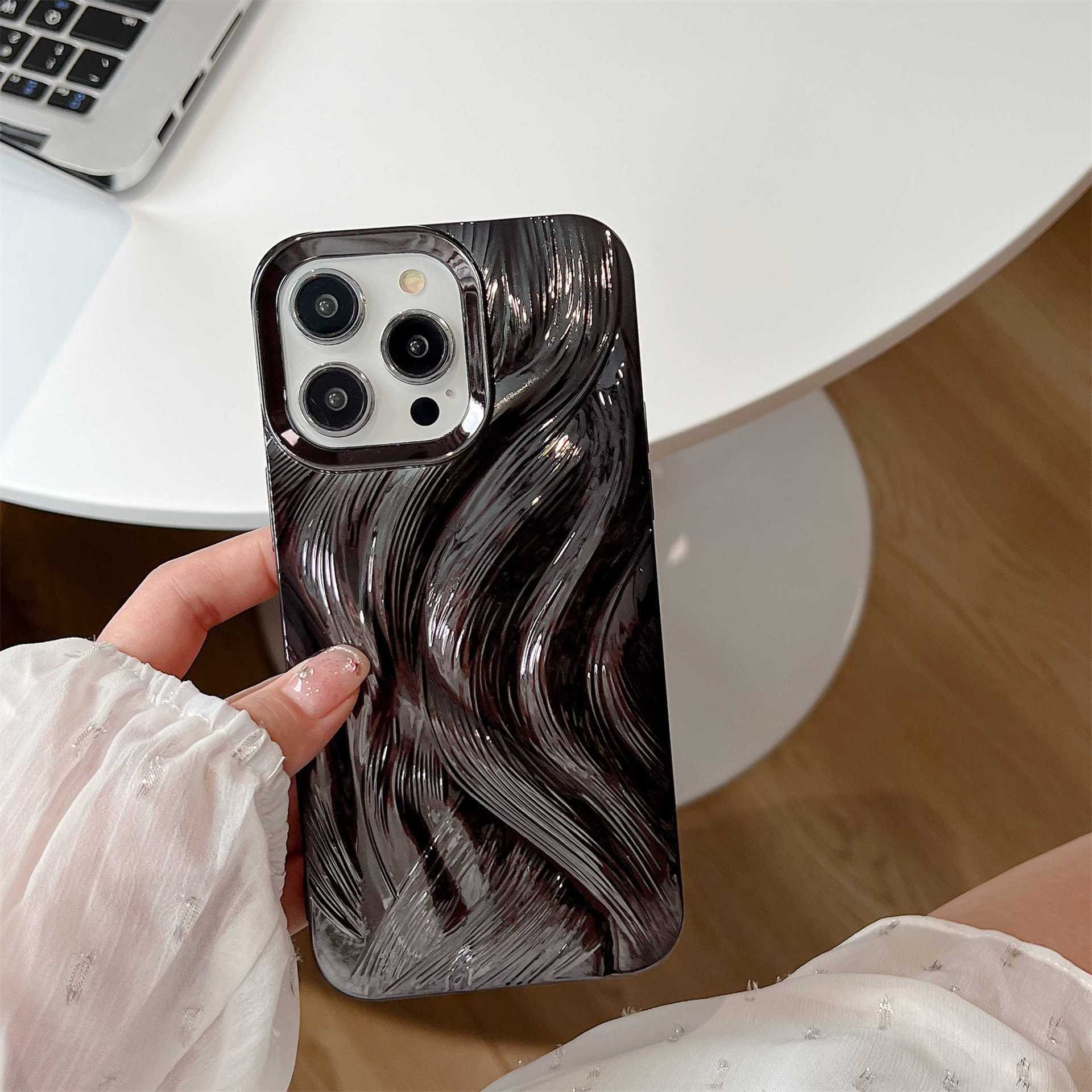 New 2024 3D art painting electroplate Phone Case For iPhone 15 Pro 14 13 Pro Max 15Pro Max Shockproof Bumper Soft Cases