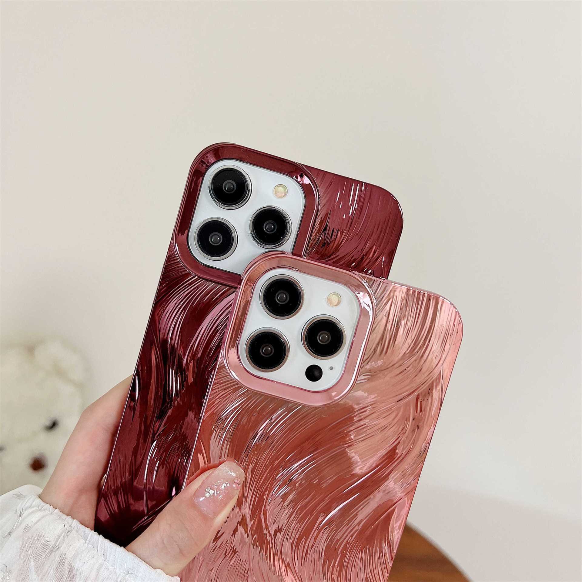 New 2024 3D art painting electroplate Phone Case For iPhone 15 Pro 14 13 Pro Max 15Pro Max Shockproof Bumper Soft Cases