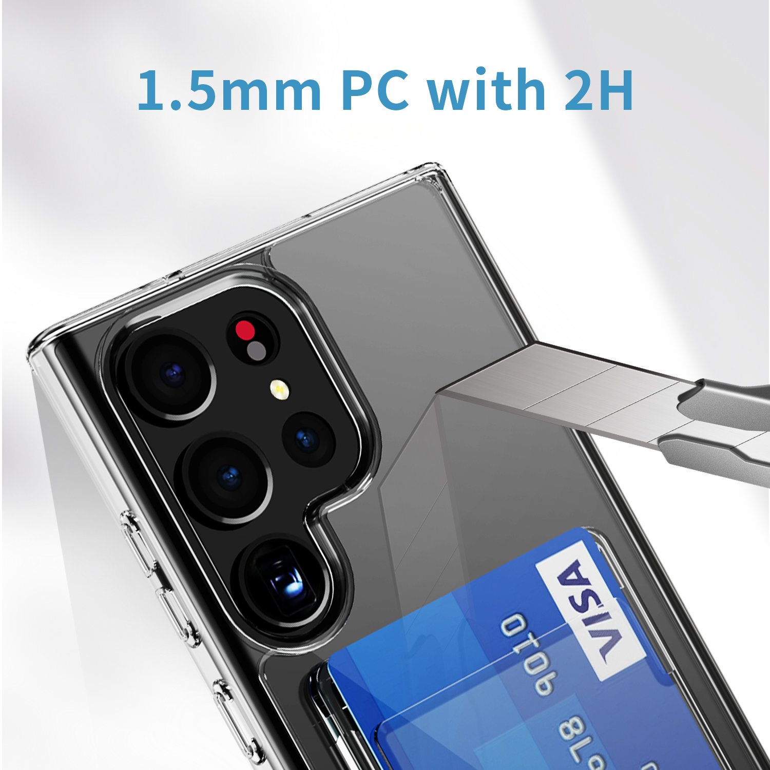 manufacture hot sale crystal clear hard case for samsung s24 ultra credit card slot phone case for samsung S22 S21 S23 PLUS