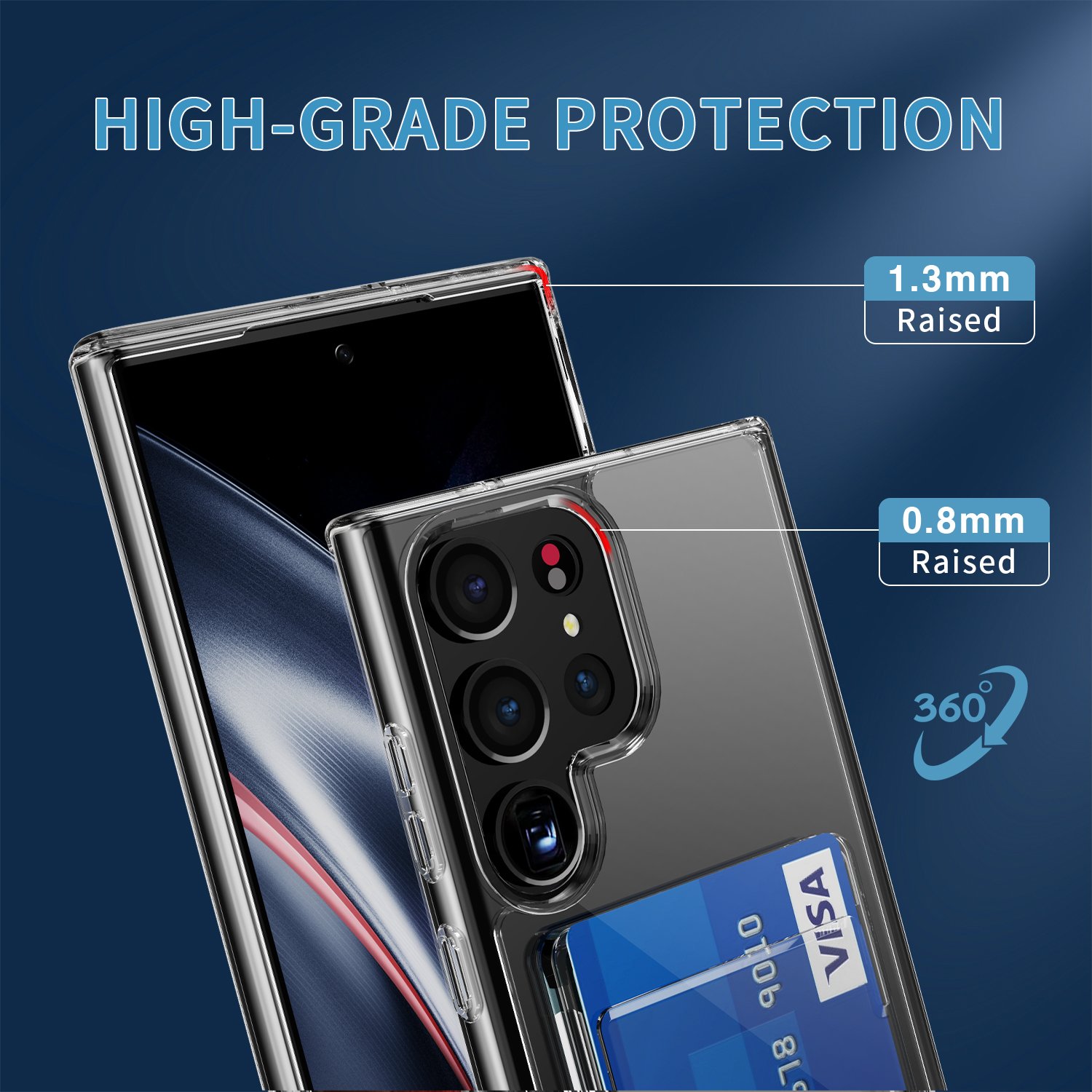 manufacture hot sale crystal clear hard case for samsung s24 ultra credit card slot phone case for samsung S22 S21 S23 PLUS