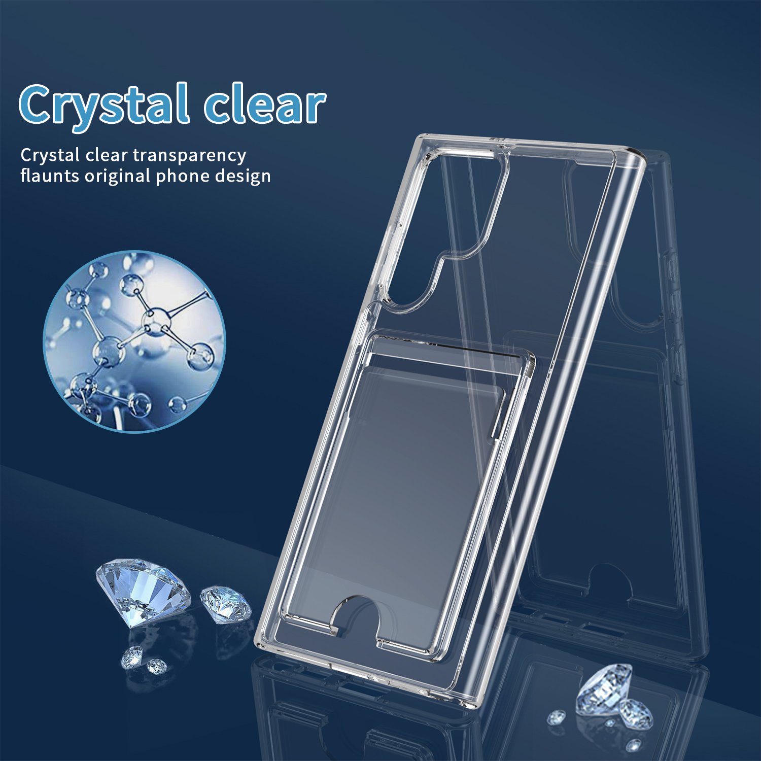 manufacture hot sale crystal clear hard case for samsung s24 ultra credit card slot phone case for samsung S22 S21 S23 PLUS