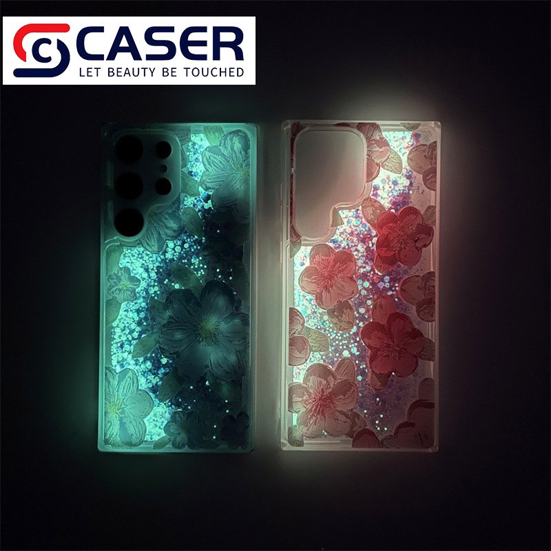 Fashion Luminous Quicksand Flower Liquid Glitter Phone Case Best Transparent Women Mobile Phone Case For Samsung S22/S23ultra