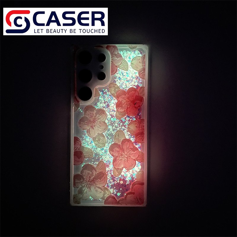Fashion Luminous Quicksand Flower Liquid Glitter Phone Case Best Transparent Women Mobile Phone Case For Samsung S22/S23ultra