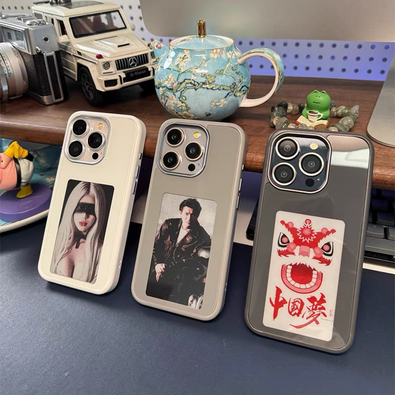 New design DIY display NFC technology mobile phone case smart projection ink screen anti-drop protective cover for Iphone 15pro
