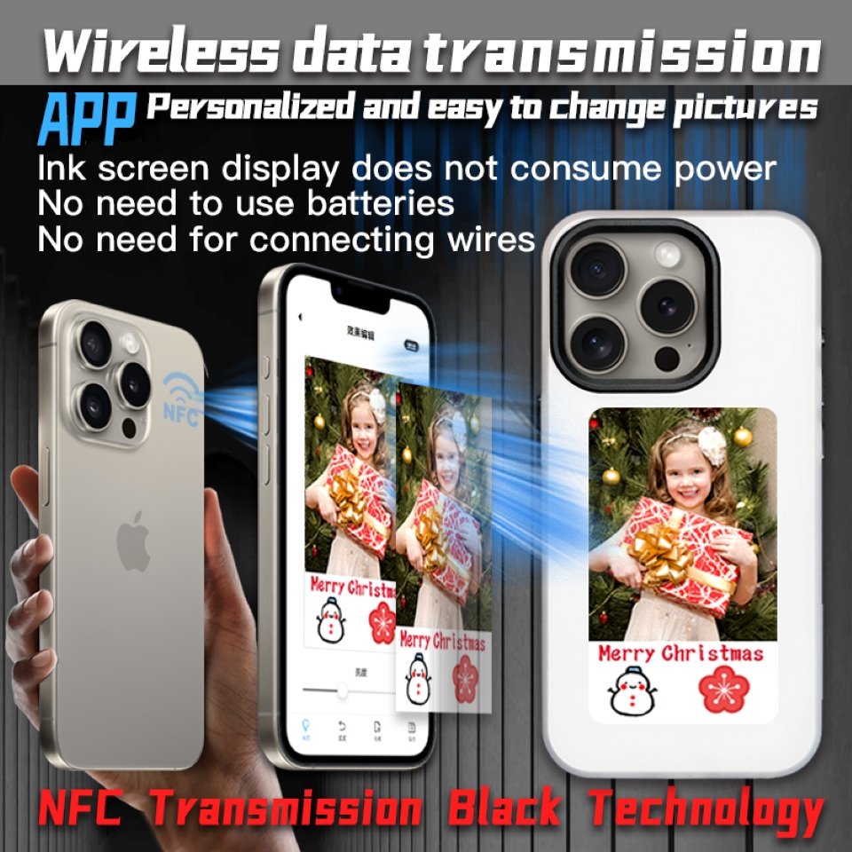 Custom Designer Smart Nfc E-ink Screen Display Smart Mobile Phone Cases for Iphone 15 14 13 Pro Max E Ink Nfc Diy Phone Case