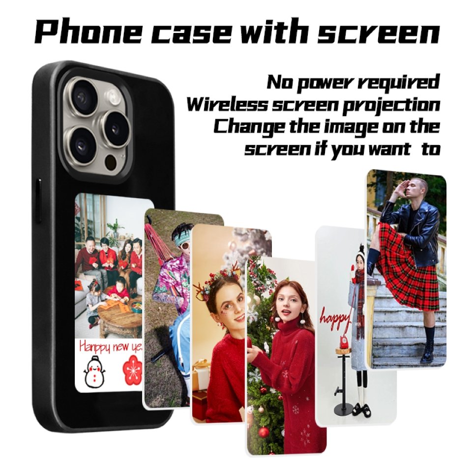 Custom Designer Smart Nfc E-ink Screen Display Smart Mobile Phone Cases for Iphone 15 14 13 Pro Max E Ink Nfc Diy Phone Case