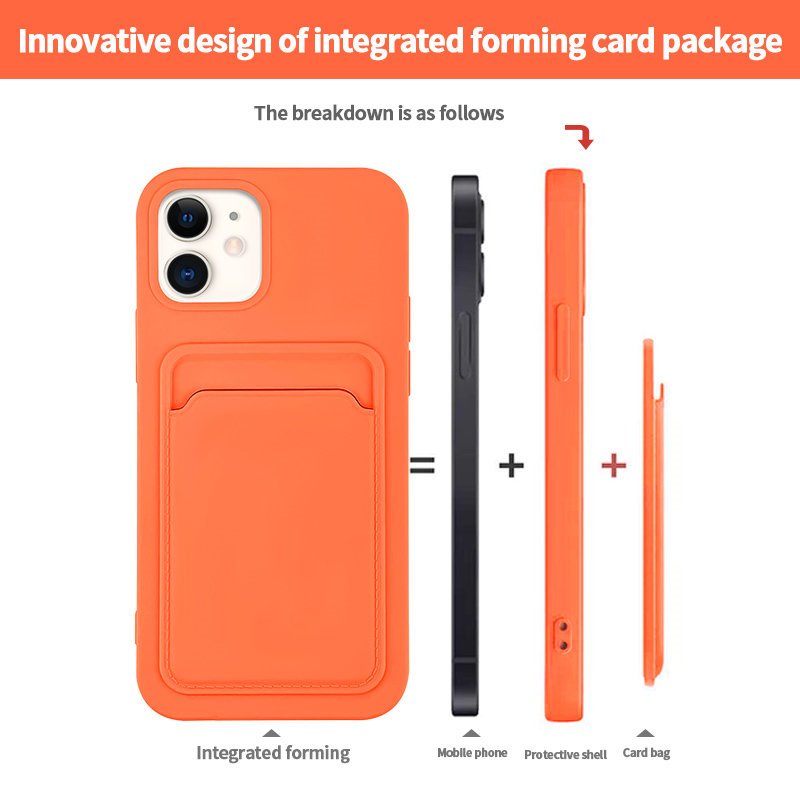 Wholesale Customized Color Soft TPU Silicone Card Holder Back Cover Shockproof Mobile Phone Case for iPhone14 13 Pro Max