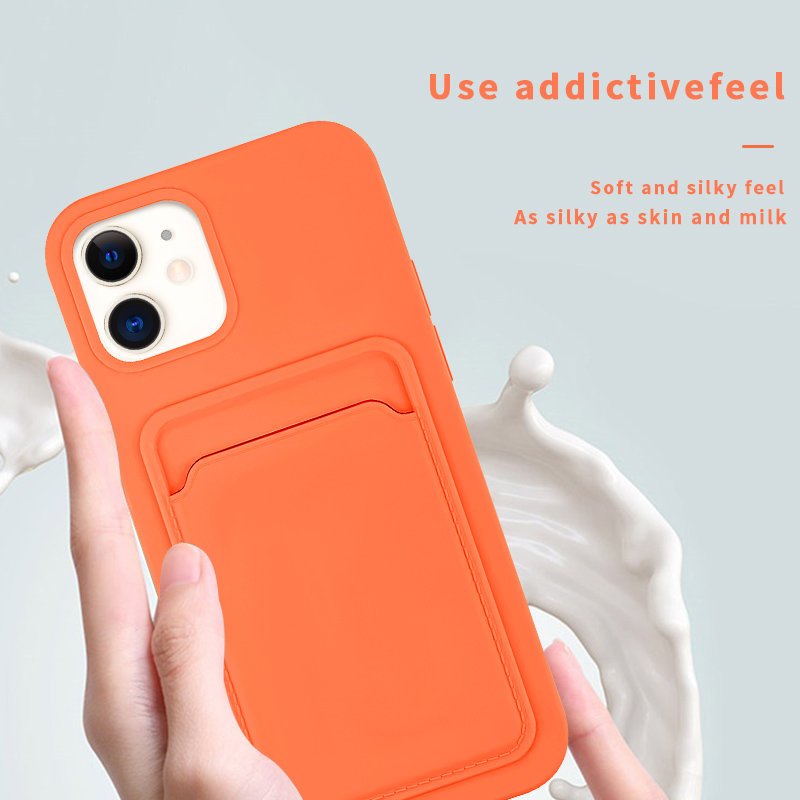 Wholesale Customized Color Soft TPU Silicone Card Holder Back Cover Shockproof Mobile Phone Case for iPhone14 13 Pro Max