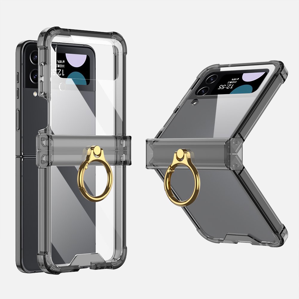 For Samsung Galaxy Z Flip 5 Flip 6 Mobile Phone Case with Hinge Protection Full Cover Hard PC Shockproof Slim Transparent Covers