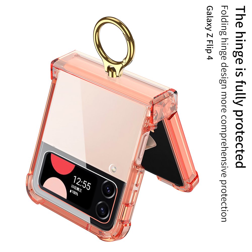 For Samsung Galaxy Z Flip 5 Flip 6 Mobile Phone Case with Hinge Protection Full Cover Hard PC Shockproof Slim Transparent Covers