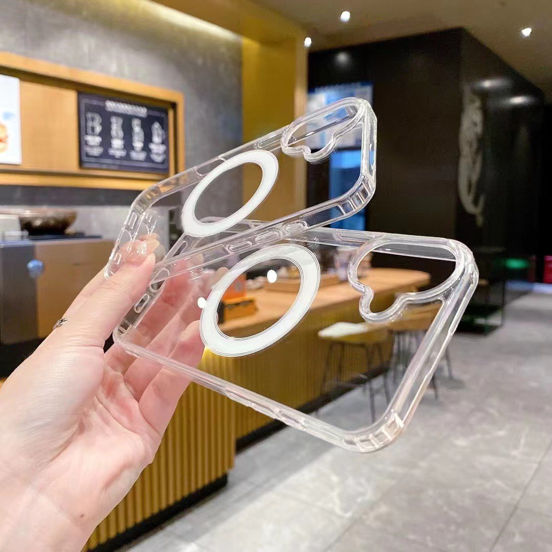 For iPhone 16 Case Transparent TPU PC Shockproof Phone Cover Magnetic Charging Clear Mobile Phone Case For iPhone 16 15 Pro Max