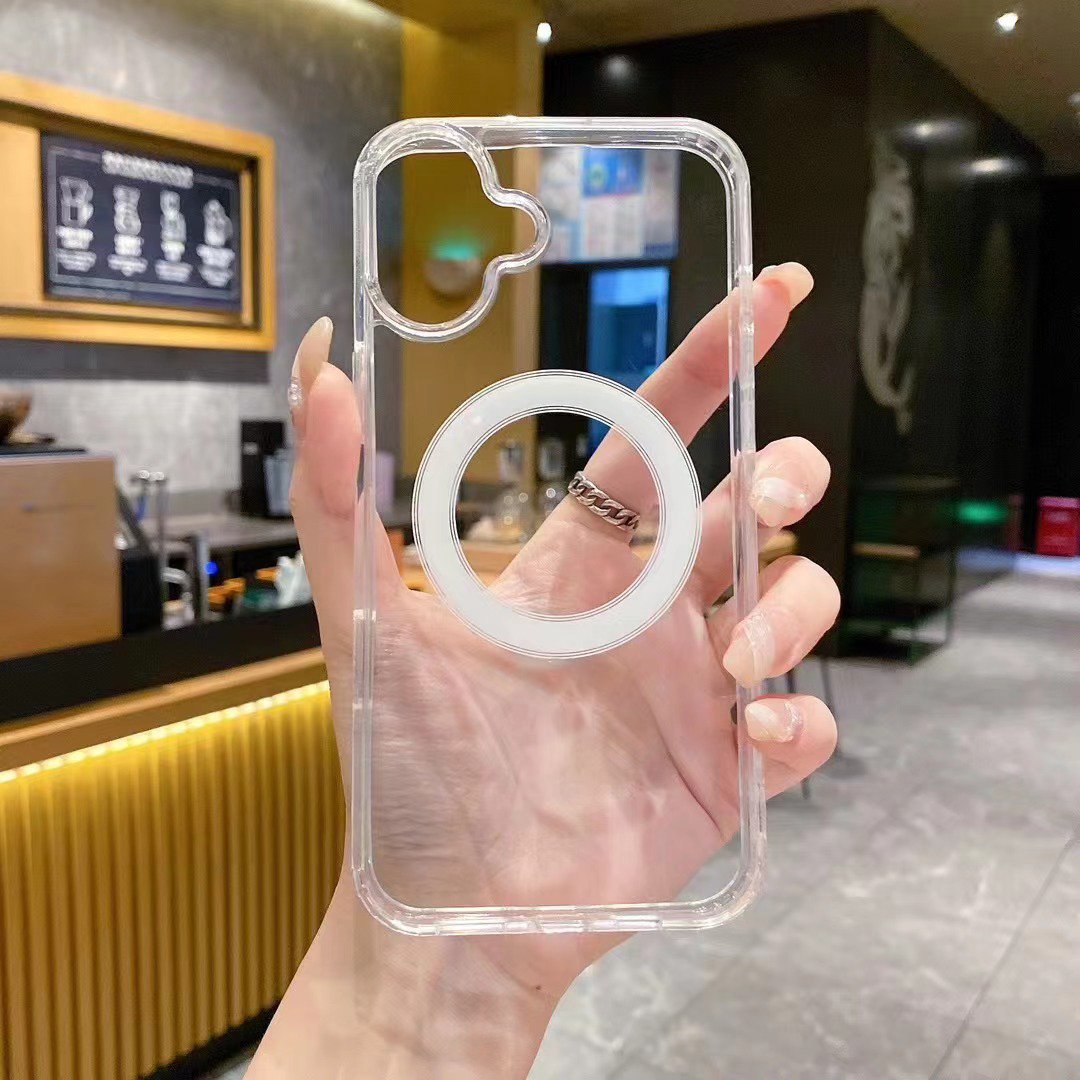 For iPhone 16 Case Transparent TPU PC Shockproof Phone Cover Magnetic Charging Clear Mobile Phone Case For iPhone 16 15 Pro Max