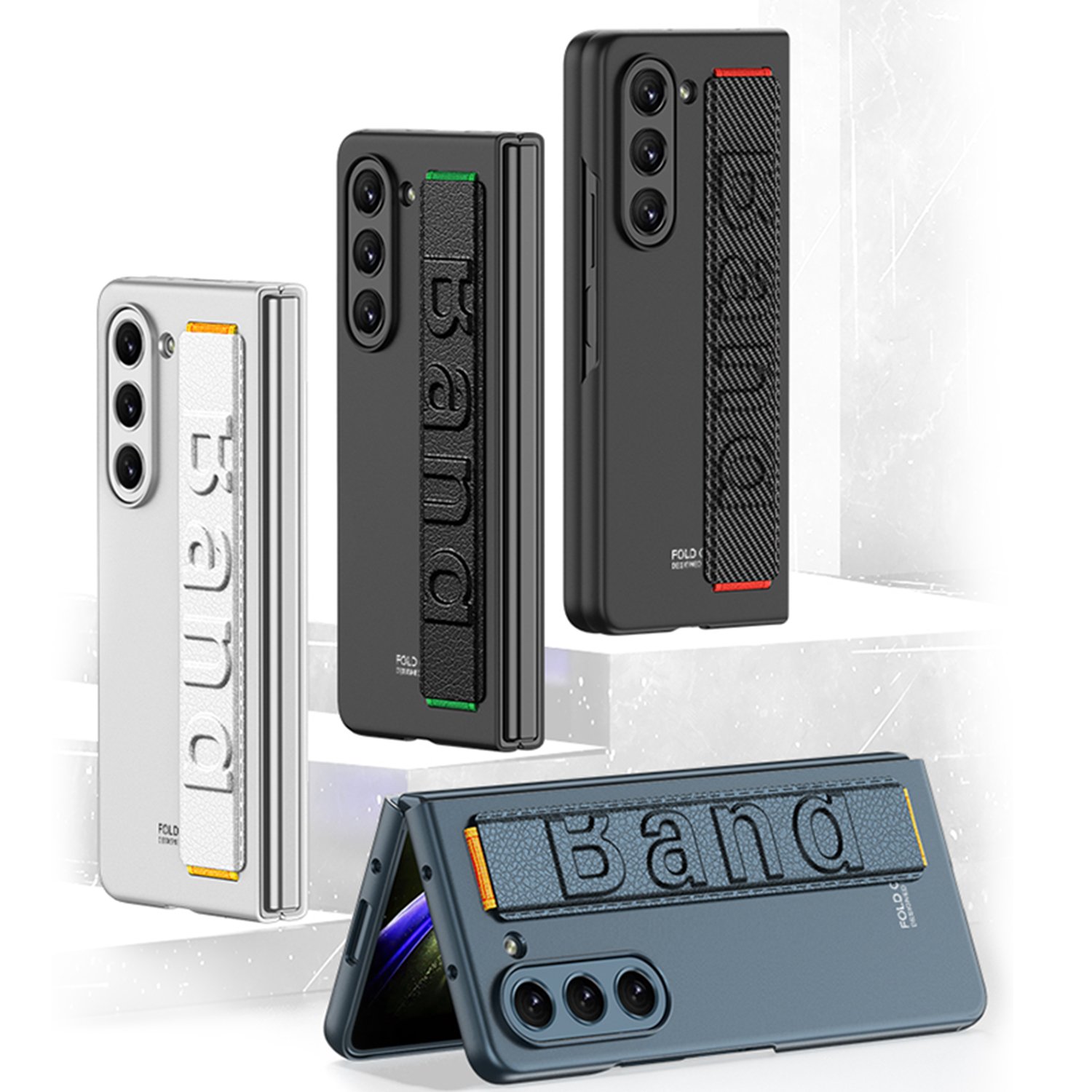 Luxury Silicon Foldable Case For Z Fold 6 5 Flip 6 Wristband Phone Case For Samsung Z Fold 6 Fold 5