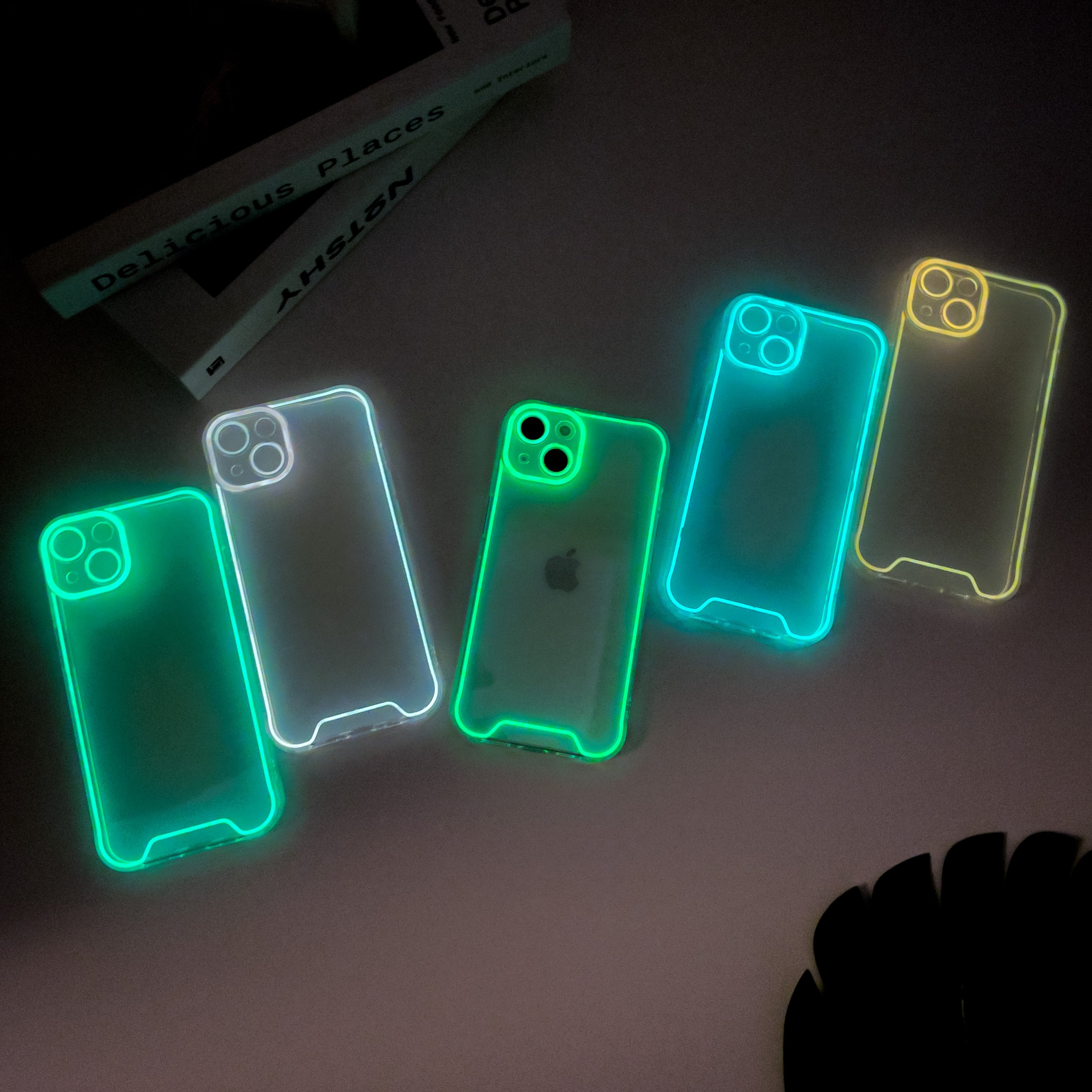 Night Glow Fluorescent Neon Glowing Mobile Phone Case for iphone 14 13 12 11 Pro Max XS XR Max Soft Silicon Back Cover