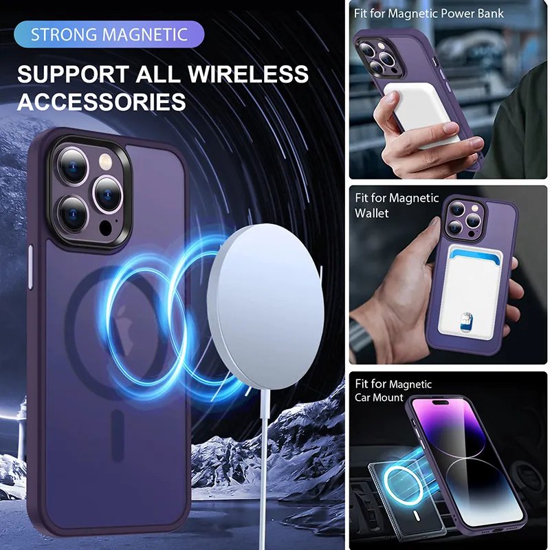 Leyi High Quality Shockproof Phone Cases Wireless Charging Cover Matte Skin Feel Phone Cases for Iphone 15 14 13 12 Pro Max