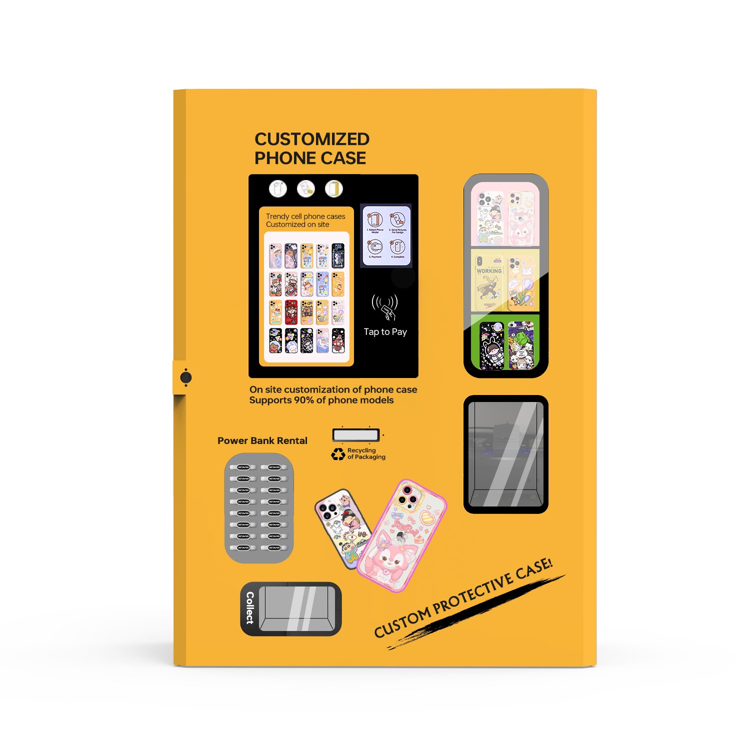Automatic vending machine for event and party phone cases printing