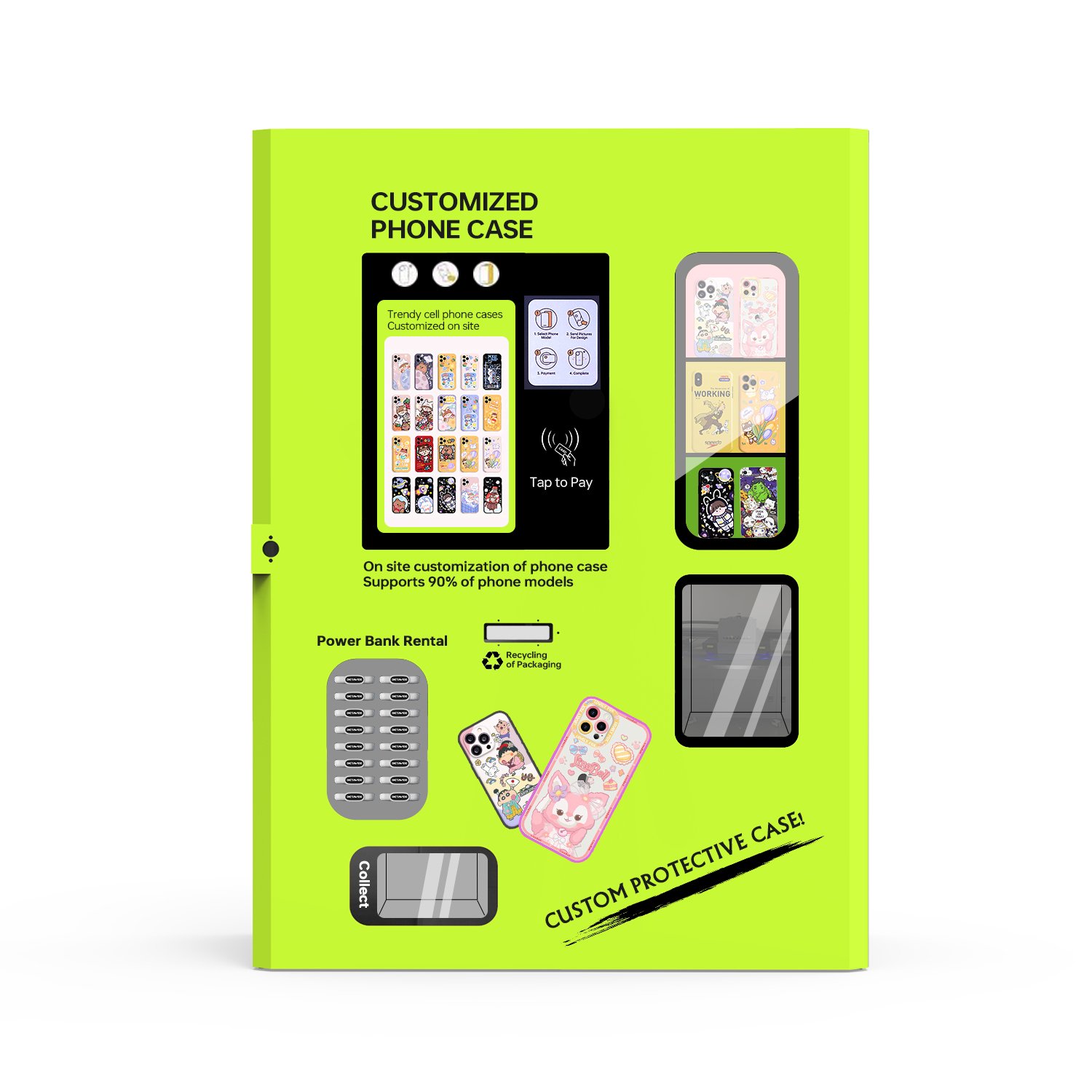 Automatic vending machine for event and party phone cases printing