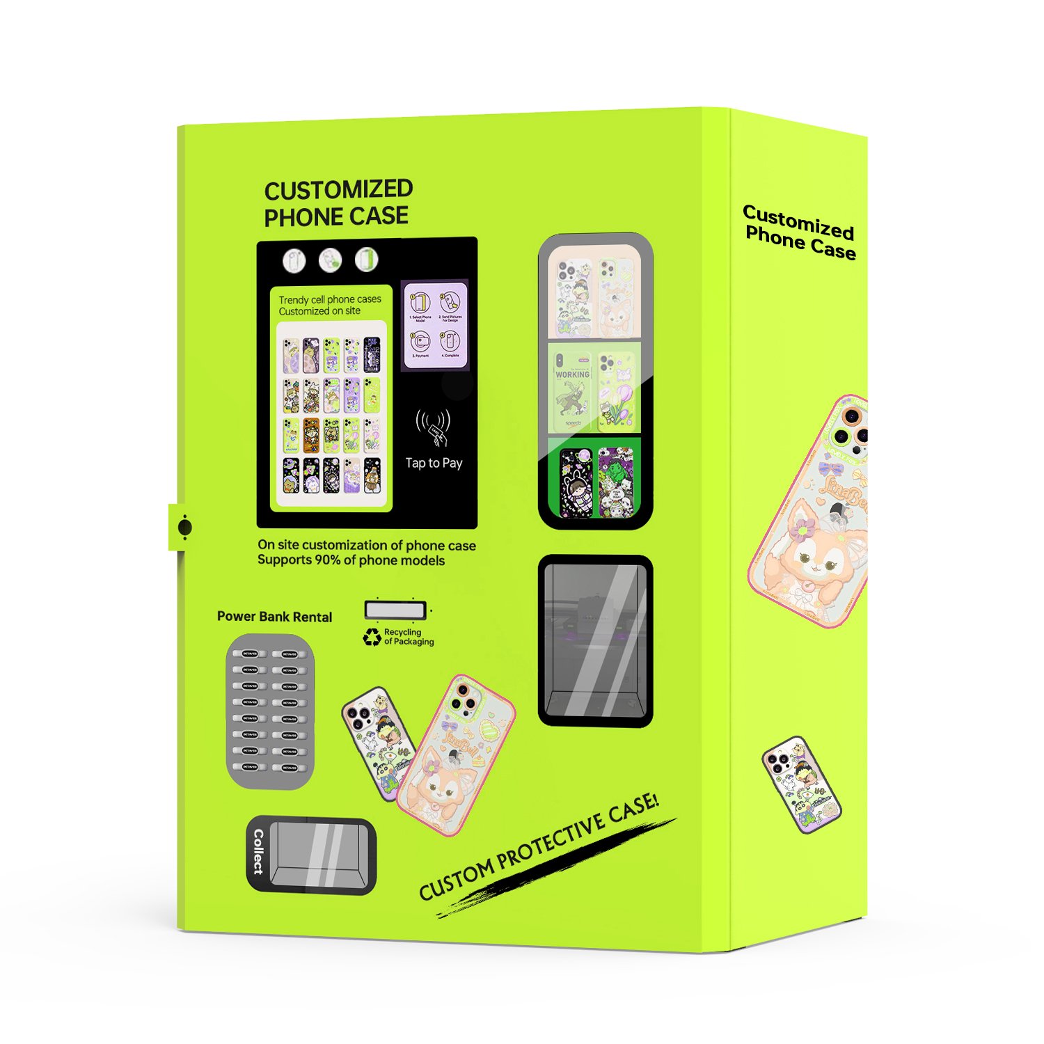 Automatic vending machine for event and party phone cases printing